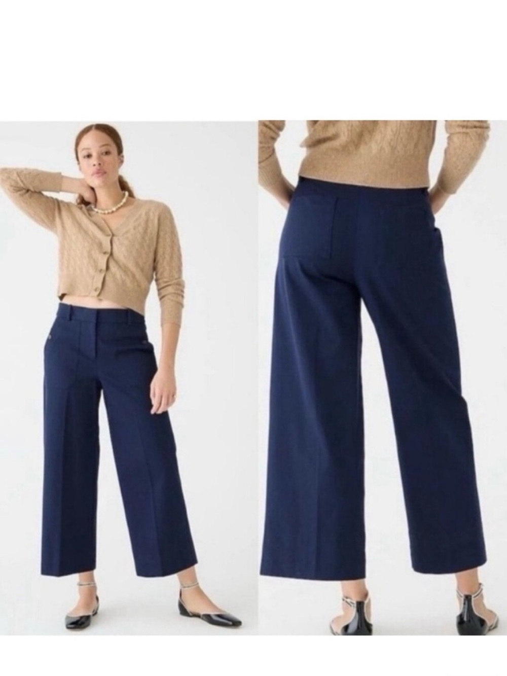 ·J. Crew· navy Sydney cropped wide leg trouser pants